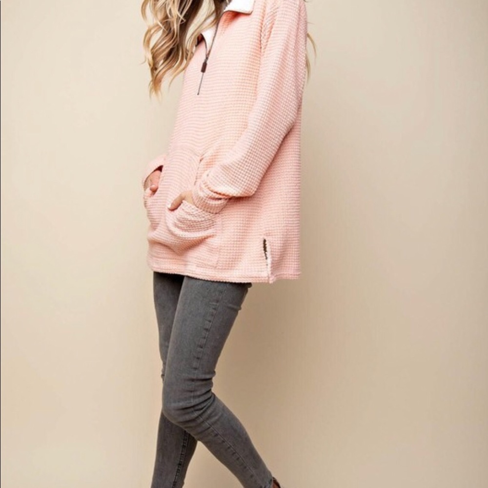 Pullover Waffle Sweatshirt (Soft Pink) - Picture 6 of 7